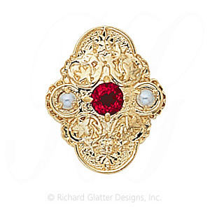 GS341 R/PL - 14 Karat Gold Slide with Ruby center and Pearl accents 